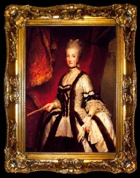 framed  Anton Raphael Mengs Portrait of Maria Carolina of Austria Queen consort of Naples and Sicily, ta009-2